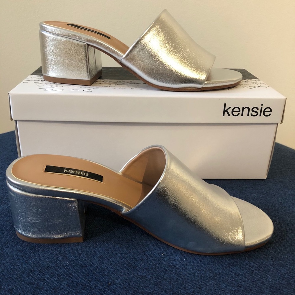 Kenzie Silver Heeled Slide Sandal